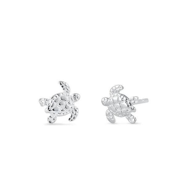 Sterling Silver Turtle Stud Casual Earrings New - Picture 5 of 5